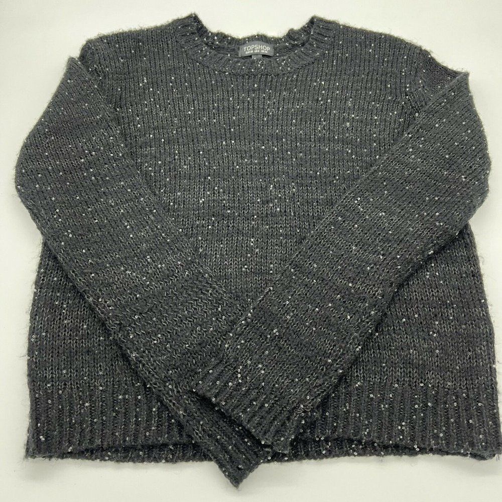 TopShop Black beaded knit sweater size 6 women’s
